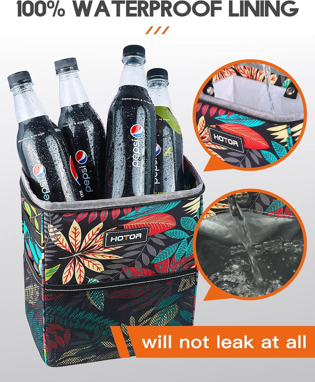 HOTOR Car Trash Can, Leakproof Car Organizer, 2-Gallon, Brown