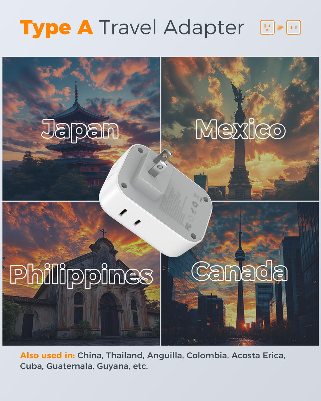 TESSAN European Travel Plug Adapter 2 Pack, Type C Plug