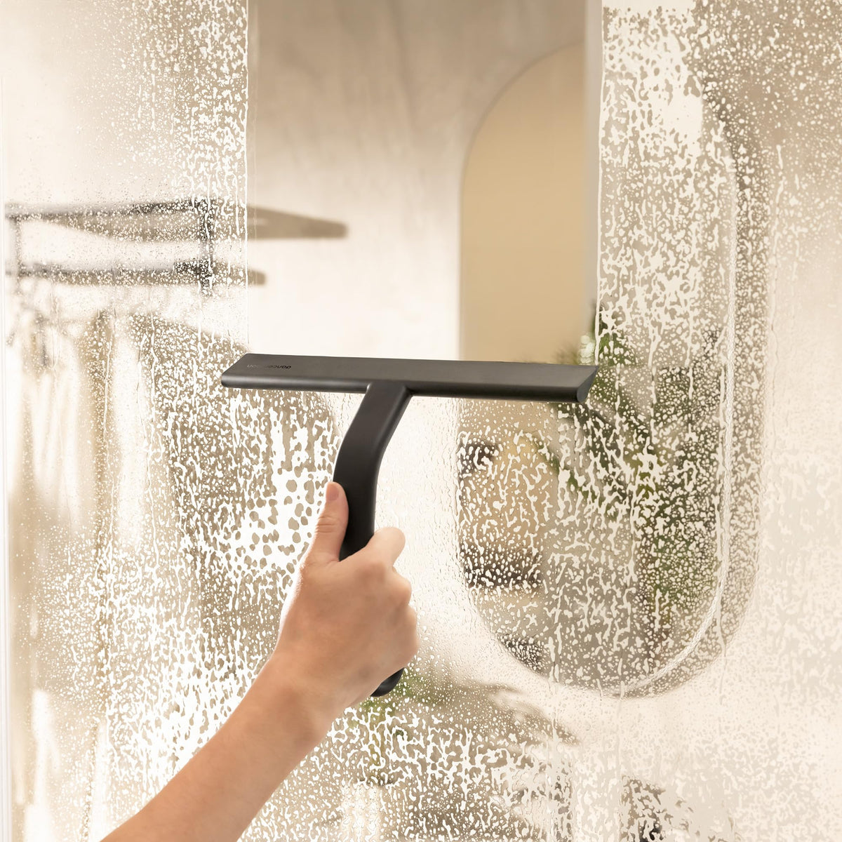 dancemoon JustHang Shower Squeegee with Built-in Hook, 10-Inch Black