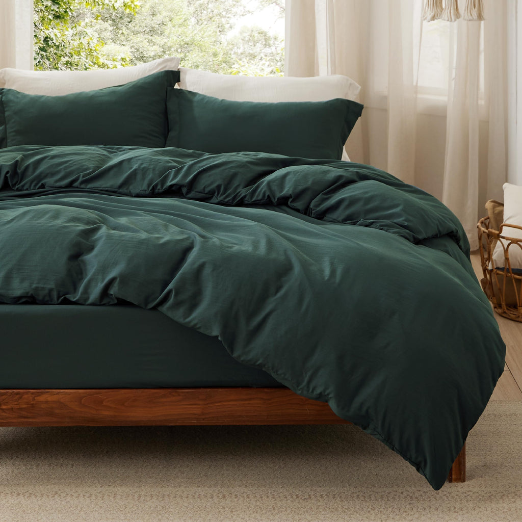 Bedsure Textured Duvet Cover Queen Size - Cotton-Like Polyester Jacquard Duvet Cover Set for All Seasons - 3 Pieces Elevated Textured Dobby Soft Bedding Set, NO Comforter (White, Queen, 90"x 90")