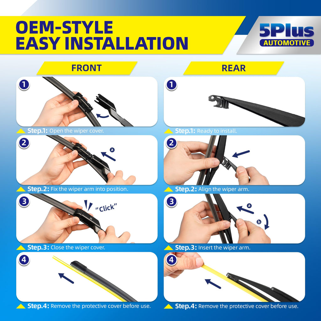 5 PLUS Custom-Fit Wipers fits Toyota RAV4 2001-2005 Windshield Wipers