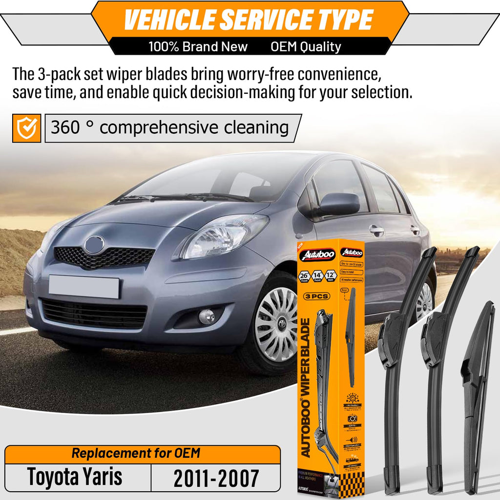 AUTOBOO Windshield Wiper Blade Replacement for Toyota RAV4 Mazda 5
