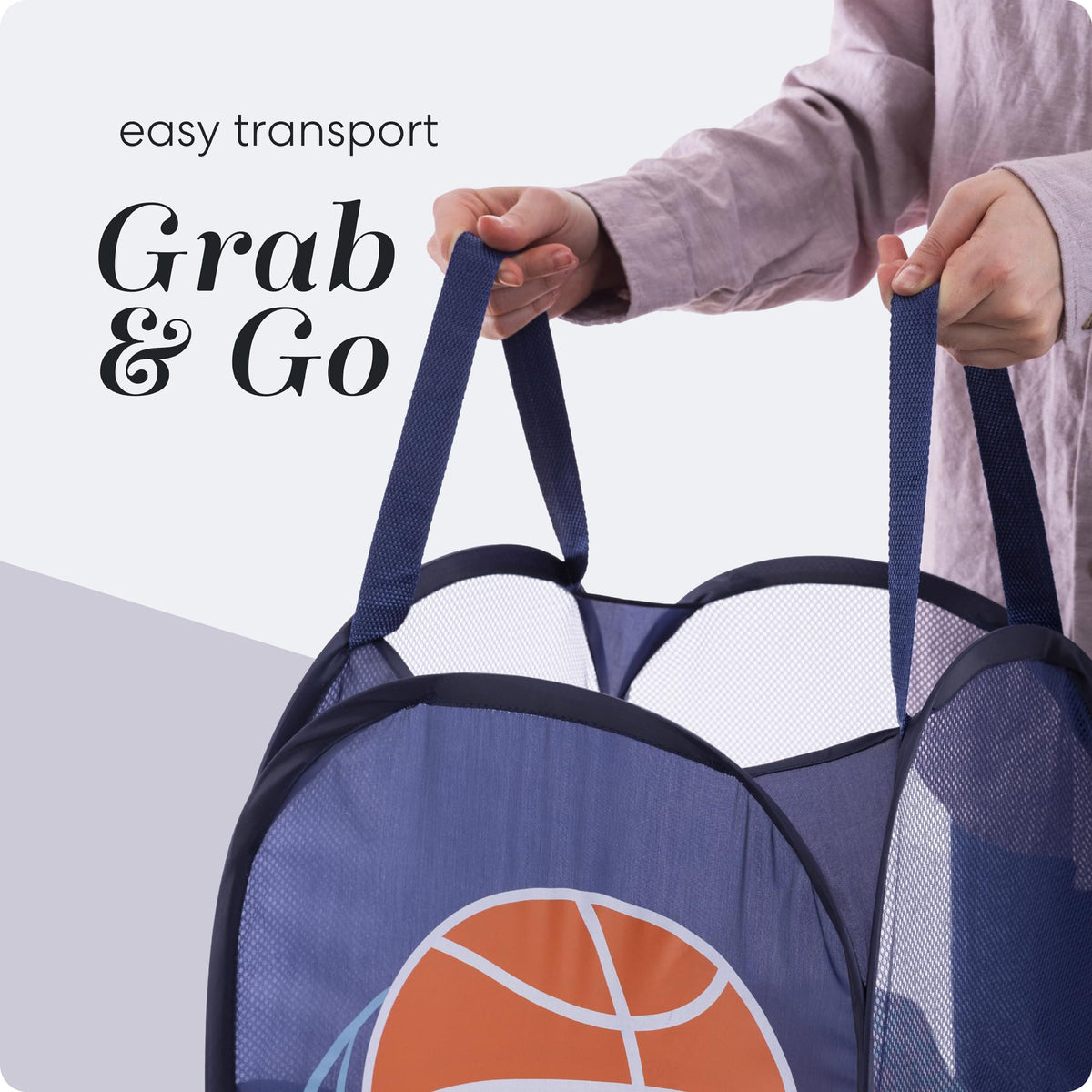 Handy Laundry Collapsible Mesh Pop-Up Hamper with Side Pocket