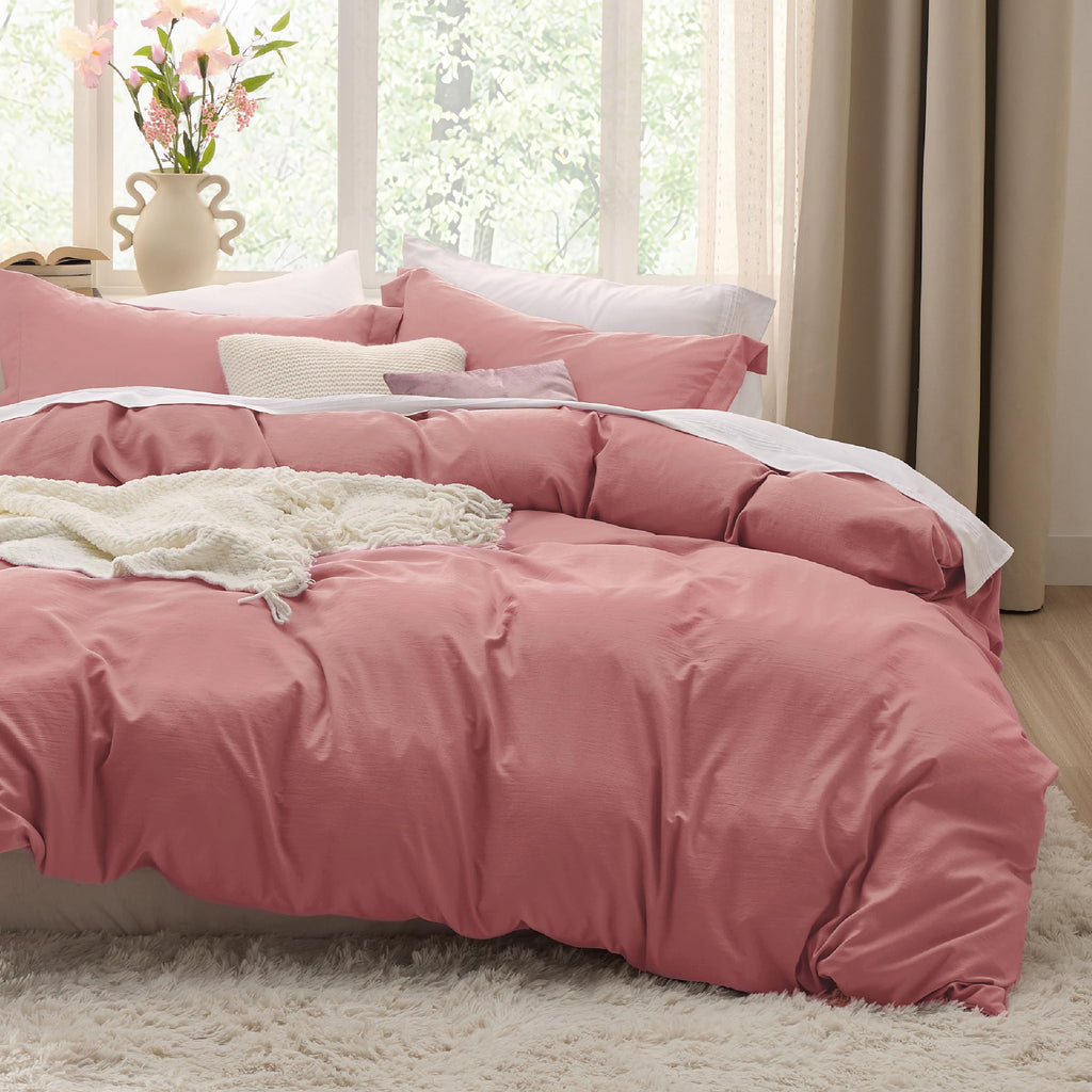Bedsure Textured Duvet Cover Queen Size - Cotton-Like Polyester Jacquard Duvet Cover Set for All Seasons - 3 Pieces Elevated Textured Dobby Soft Bedding Set, NO Comforter (White, Queen, 90"x 90")
