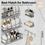 YASONIC Shower Caddy Adhesive, Rustproof Shower Shelves for Inside Shower