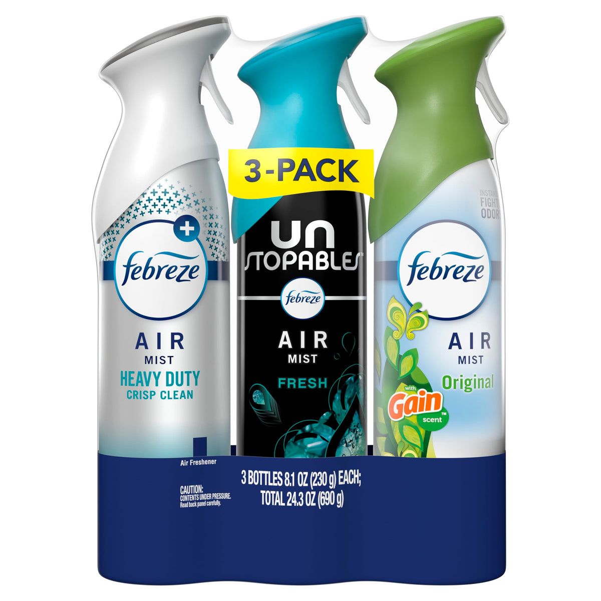Febreze Air Mist, Air Freshener, Odor Fighting Room Spray, Deodorizer for Home Bathroom Kitchen Office Apartment, Soothe & Restore, Refresh & Energize, Romance & Desire Variety Pack, 8.1oz (Pack of 3)