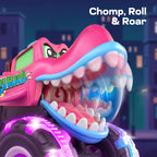 JOYIN 3 Pack Monster Truck Toy, Light Up Cars Press and Go Dinosaur Trucks