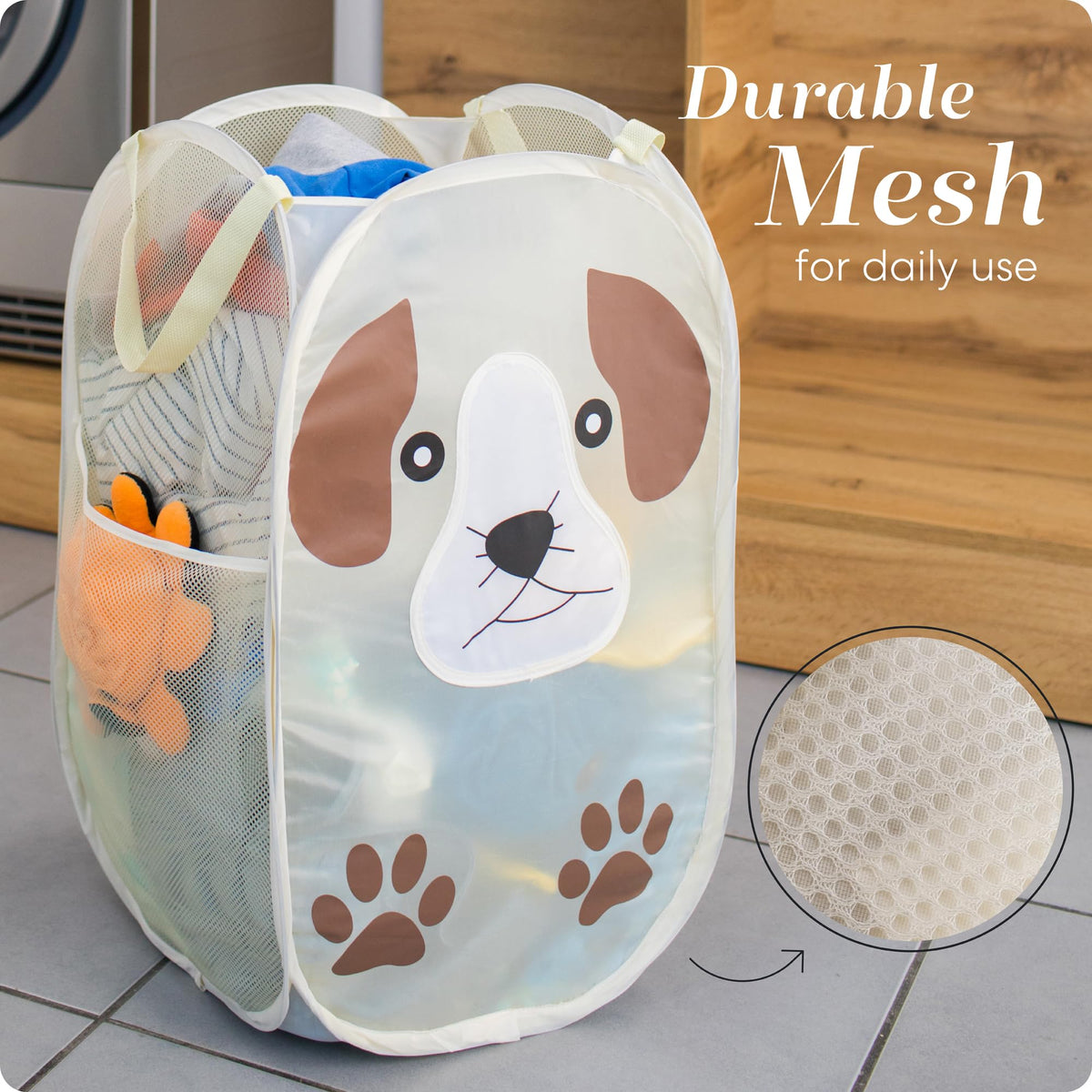 Handy Laundry Collapsible Mesh Pop-Up Hamper with Side Pocket