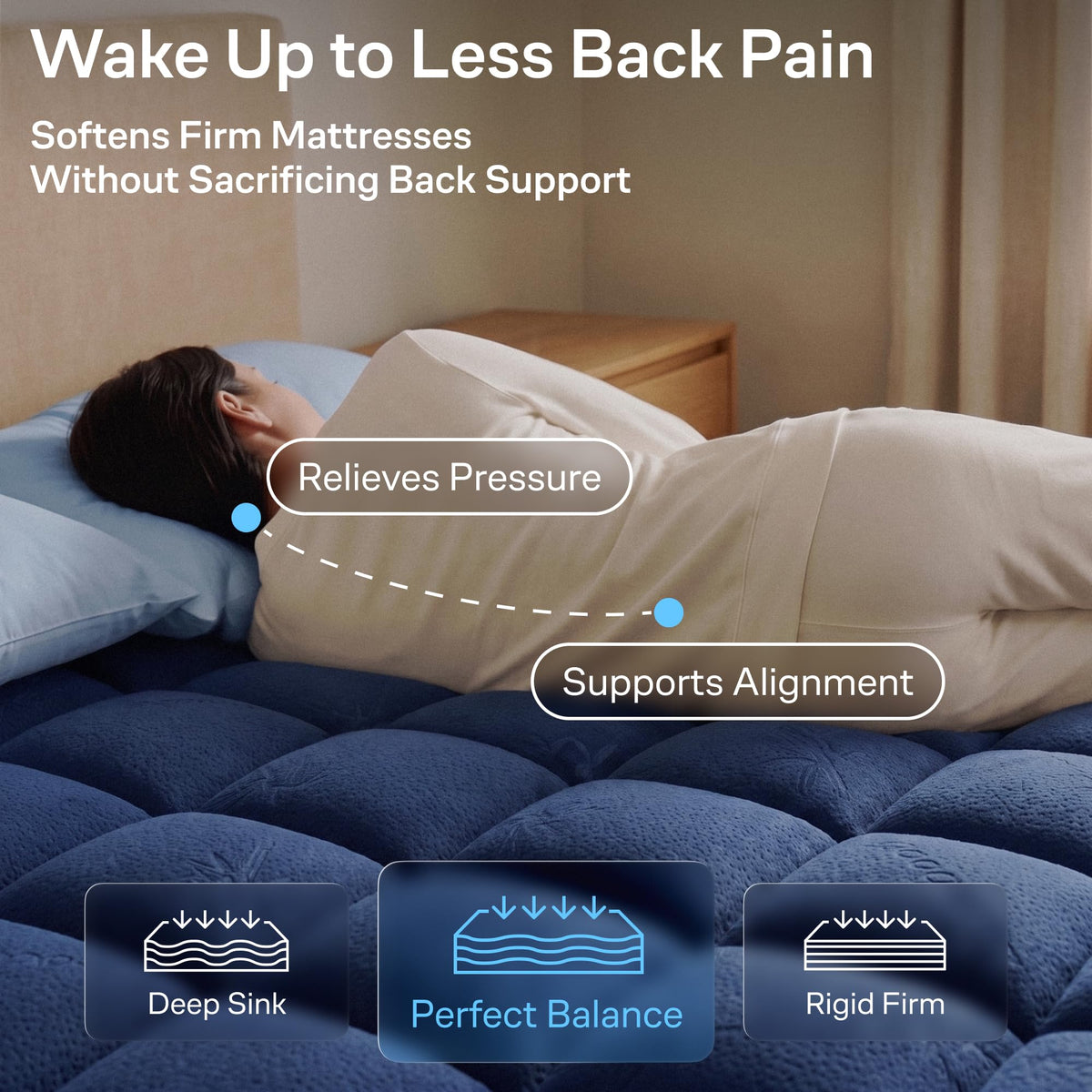 Niagara Sleep Solution Queen Ultra Soft Mattress Topper — Back Pain Relief