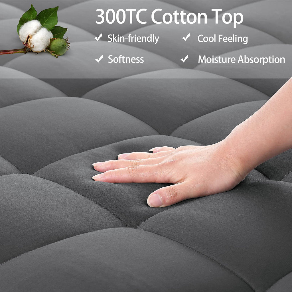 EASELAND King Size Mattress Pad Cotton Pillow Top Mattress Topper White