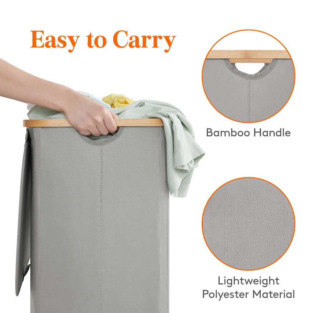 Lifewit 105L Large Laundry Basket with Lid, Removable Bags, Beige