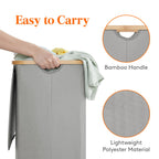 Lifewit 105L Large Laundry Basket with Lid, Removable Bags, Beige
