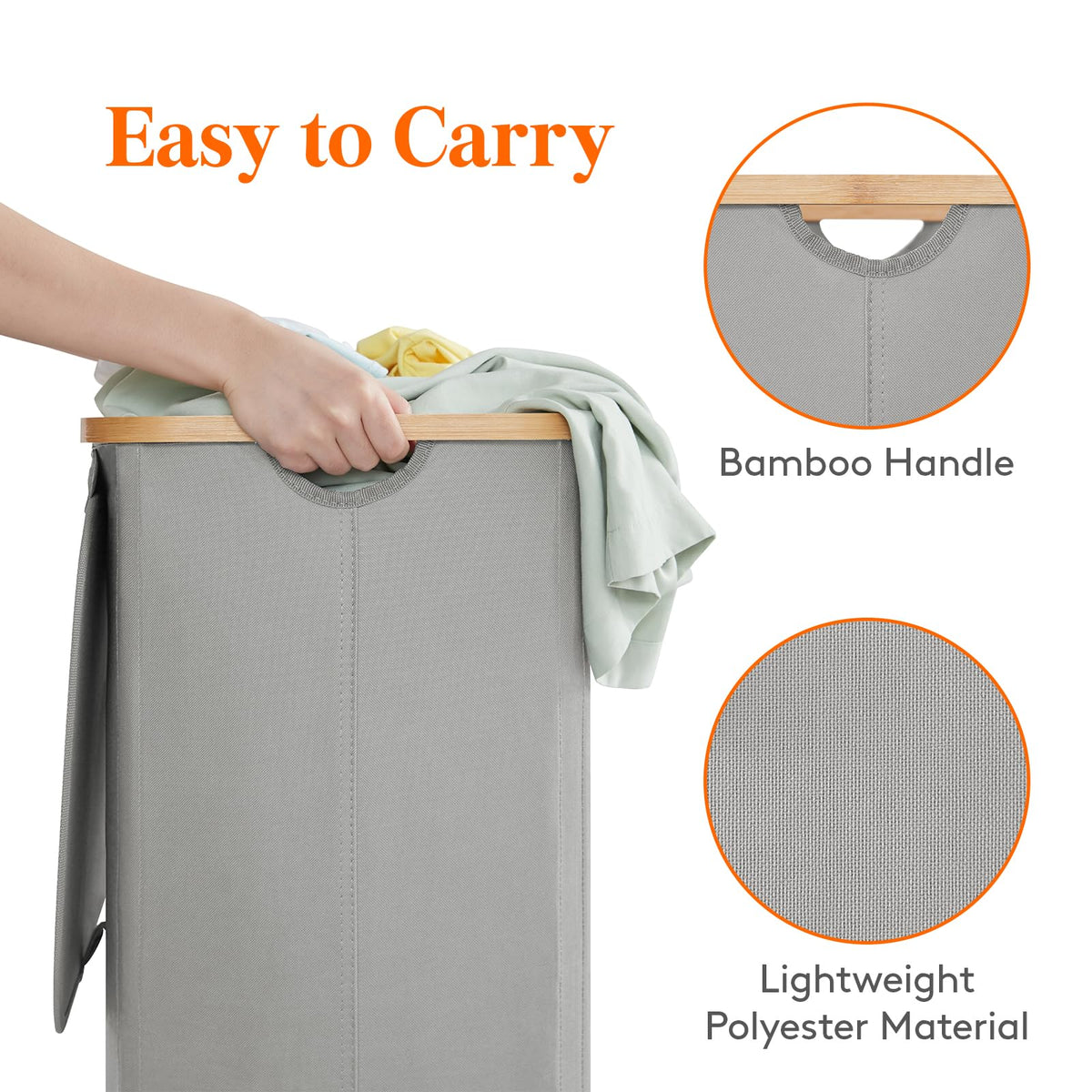 Lifewit 105L Large Laundry Basket with Lid, Removable Bags, Beige