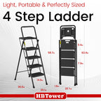 HBTower Step Ladder, Folding Step Stool with Wide Anti-Slip Pedal