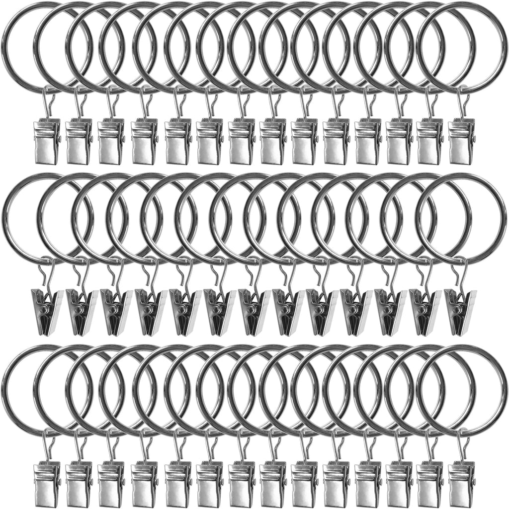 40 Pack Metal Curtain Rings with Clips, 1.5 in ID, Gold