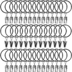 40 Pack Metal Curtain Rings with Clips, 1.5 in ID, Gold