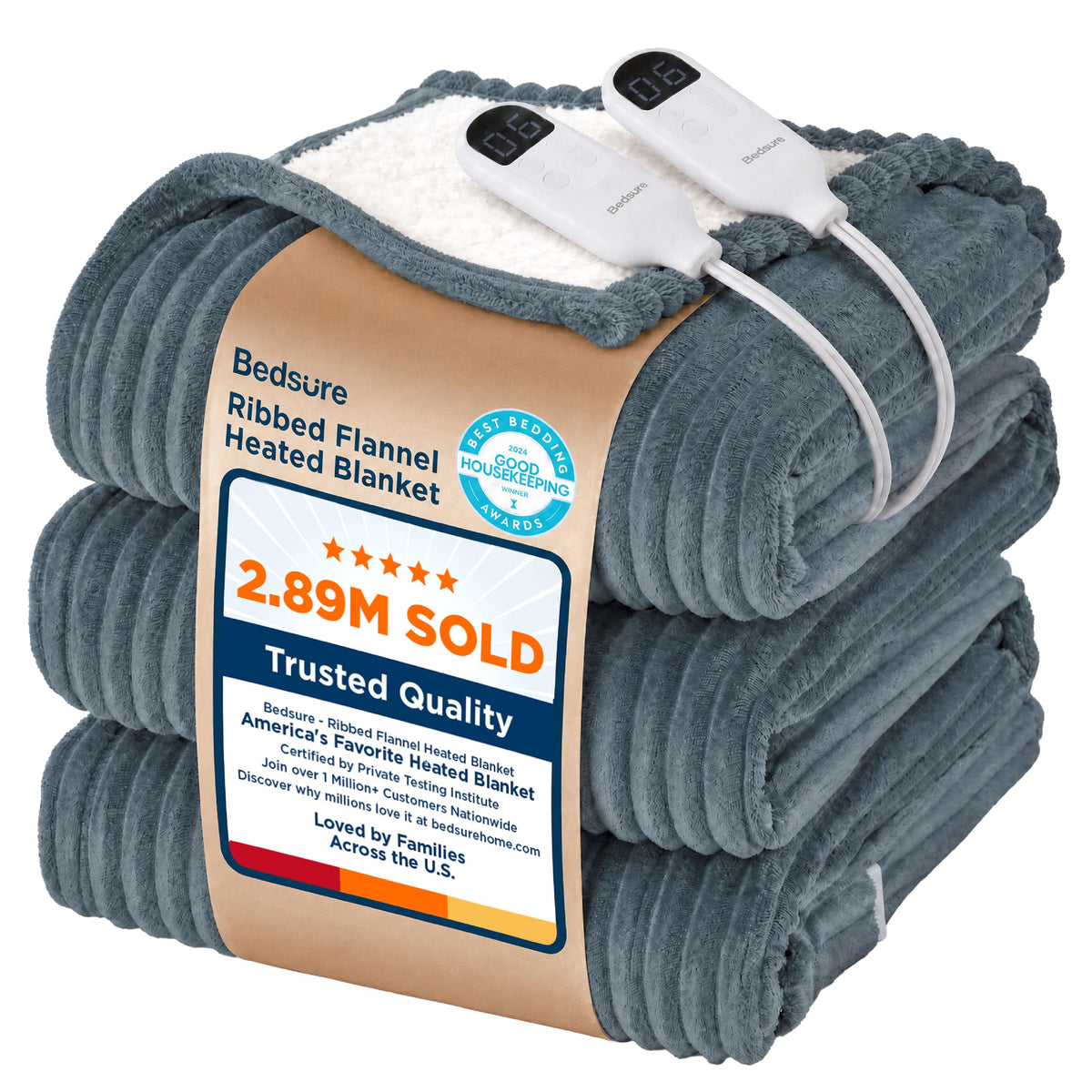 Bedsure Cloud Bubble Grey Heated Blanket Throw, Soft Cozy Electric Blanket
