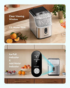 EUHOMY Nugget Ice Maker Countertop, 35lbs/24H, Ready in 7 Mins, Stainless
