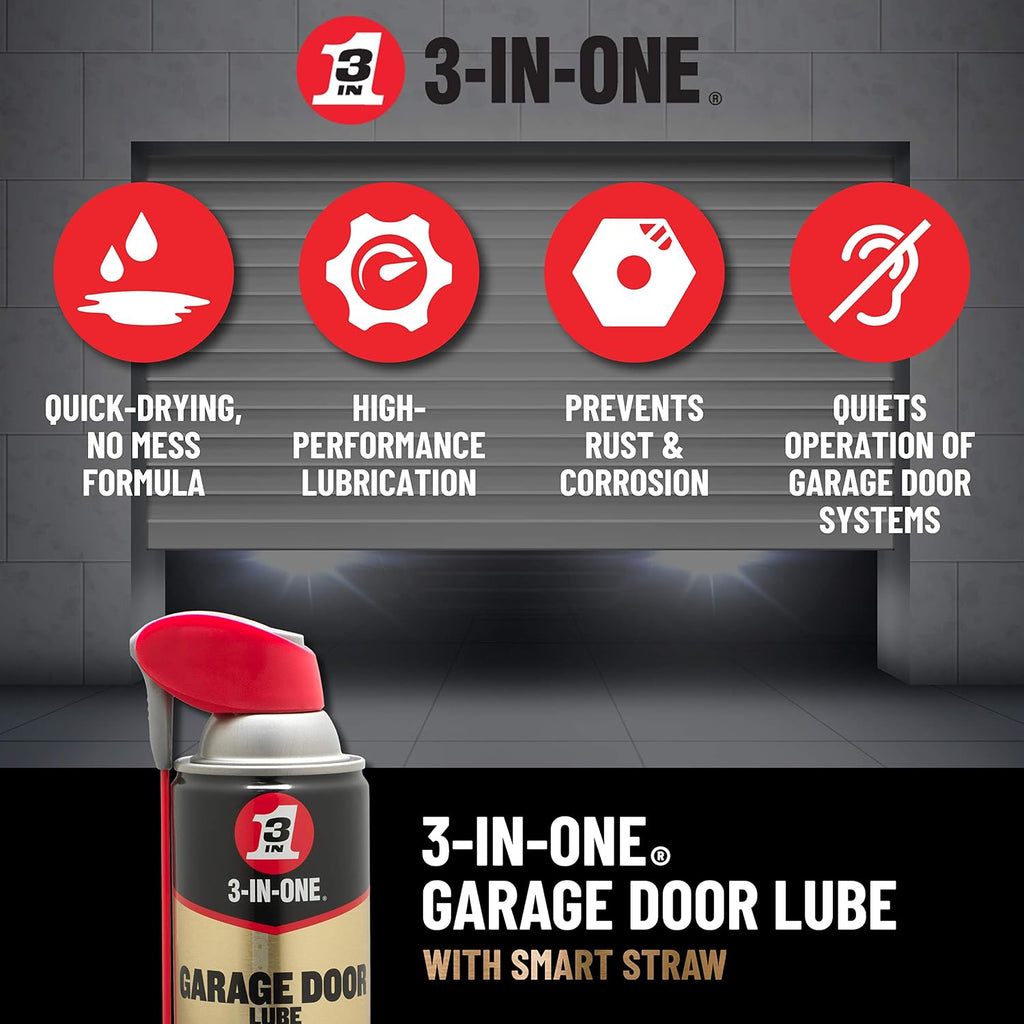 3-IN-ONE Professional Garage Door Lubricant, Smart Straw, 11 OZ [2-Pack]