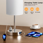 Fenmzee Bedside Table Lamp for Bedroom - Dimmable Touch, USB A+C, AC Outlet