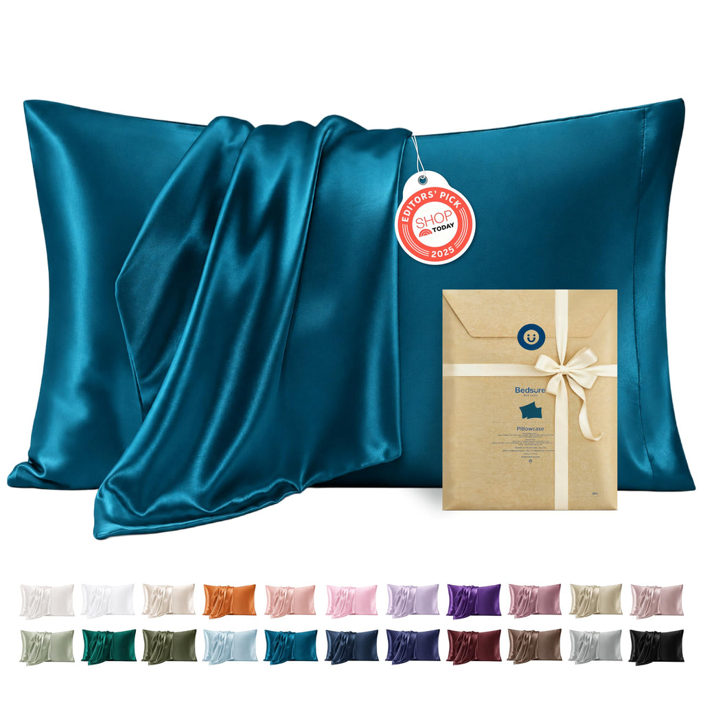 Bedsure Satin Pillowcase Standard Set of 2, Similar to Silk Pillowcase Grey