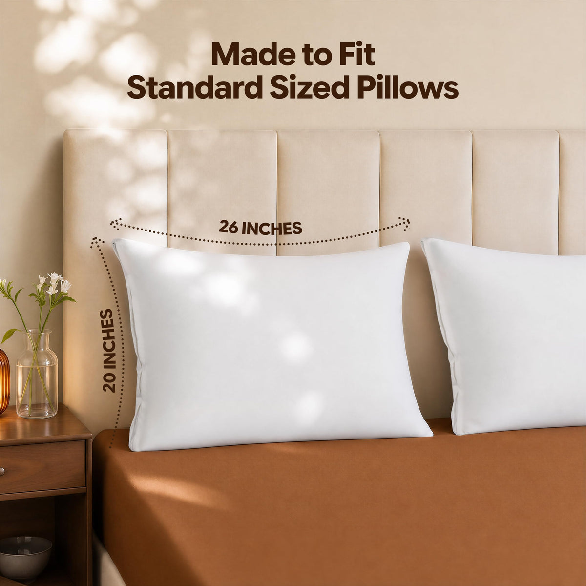 Set of 2 Pillow Protectors with Zipper Standard Size, Pillow Covers