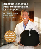 Everlasting Comfort Doctor Recommended Memory Foam Seat Cushion for Office Chairs & Car - Ergonomic Office Desk Accessories - Cushions for Tailbone Pain Relief, Sciatica (Black, Large)