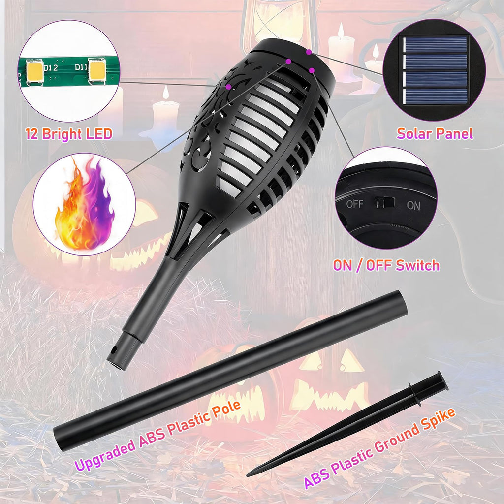 Halloween Decorations Outdoor Flickering Flame Purple Halloween Solar Light