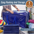 6 Pack Extra Heavy Duty Large Moving Bags with Strong Zipper, Dark Blue