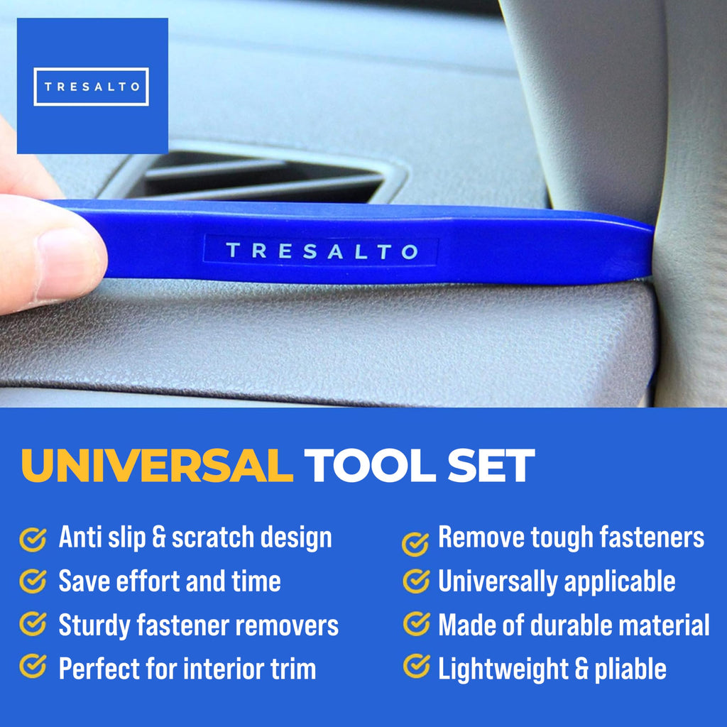 Auto Trim Removal Tool Kit (No Scratch Plastic Pry Kit), 5 Piece Set for Door Panel Removal Tool, Car Clips, Push Rivets, Molding, Dashboards, Interior Trim Tools, Red