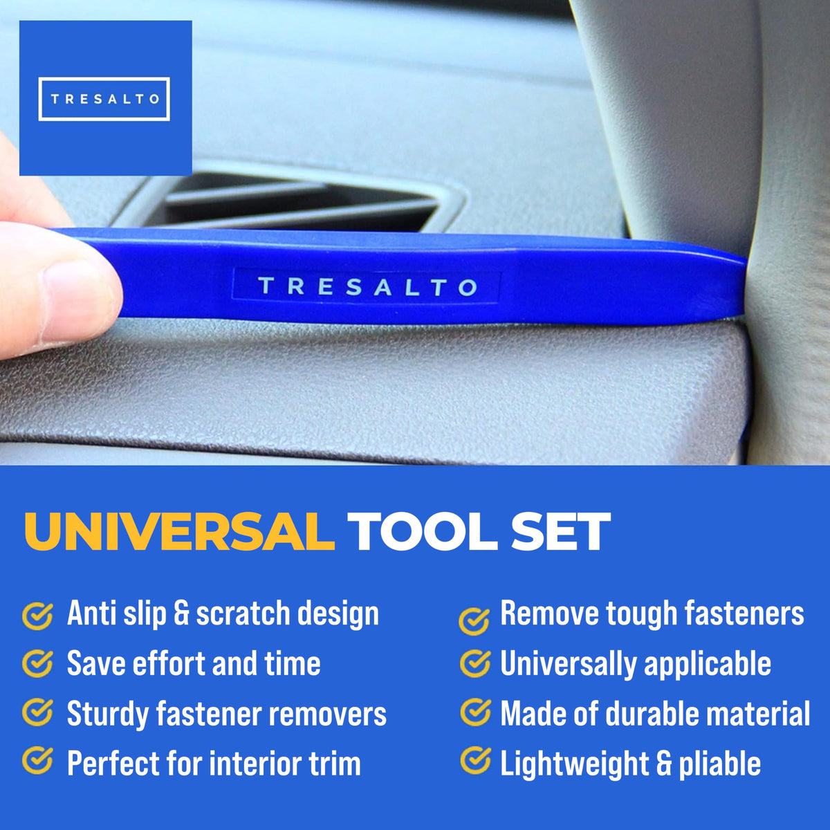 Auto Trim Removal Tool Kit (No Scratch Plastic Pry Kit), 5 Piece Set for Door Panel Removal Tool, Car Clips, Push Rivets, Molding, Dashboards, Interior Trim Tools, Red