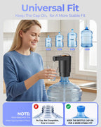 Water Jug Pump for 5 Gallon Bottle – Portable Electric USB-C Charging Dispenser, Dual Powerful Motors, Fast Flow, Fits 2-5 Gallon Jugs – Ideal for Home, Office, Camping, RV, Black
