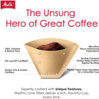 Melitta #4 Unbleached Coffee Filters, Natural Brown Cone Filters, 3-Pack