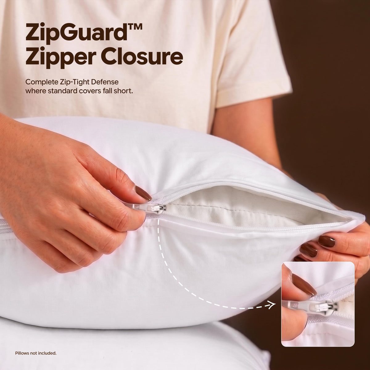 Set of 2 Pillow Protectors with Zipper Standard Size, Pillow Covers