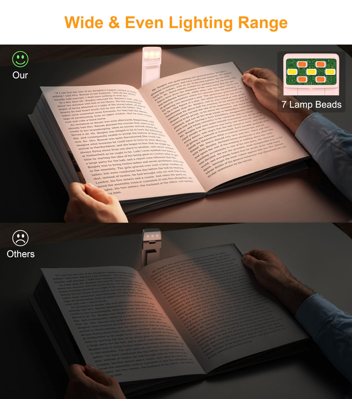 Gritin Book Light Rechargeable, Clip on LED Reading Light for Books in Bed