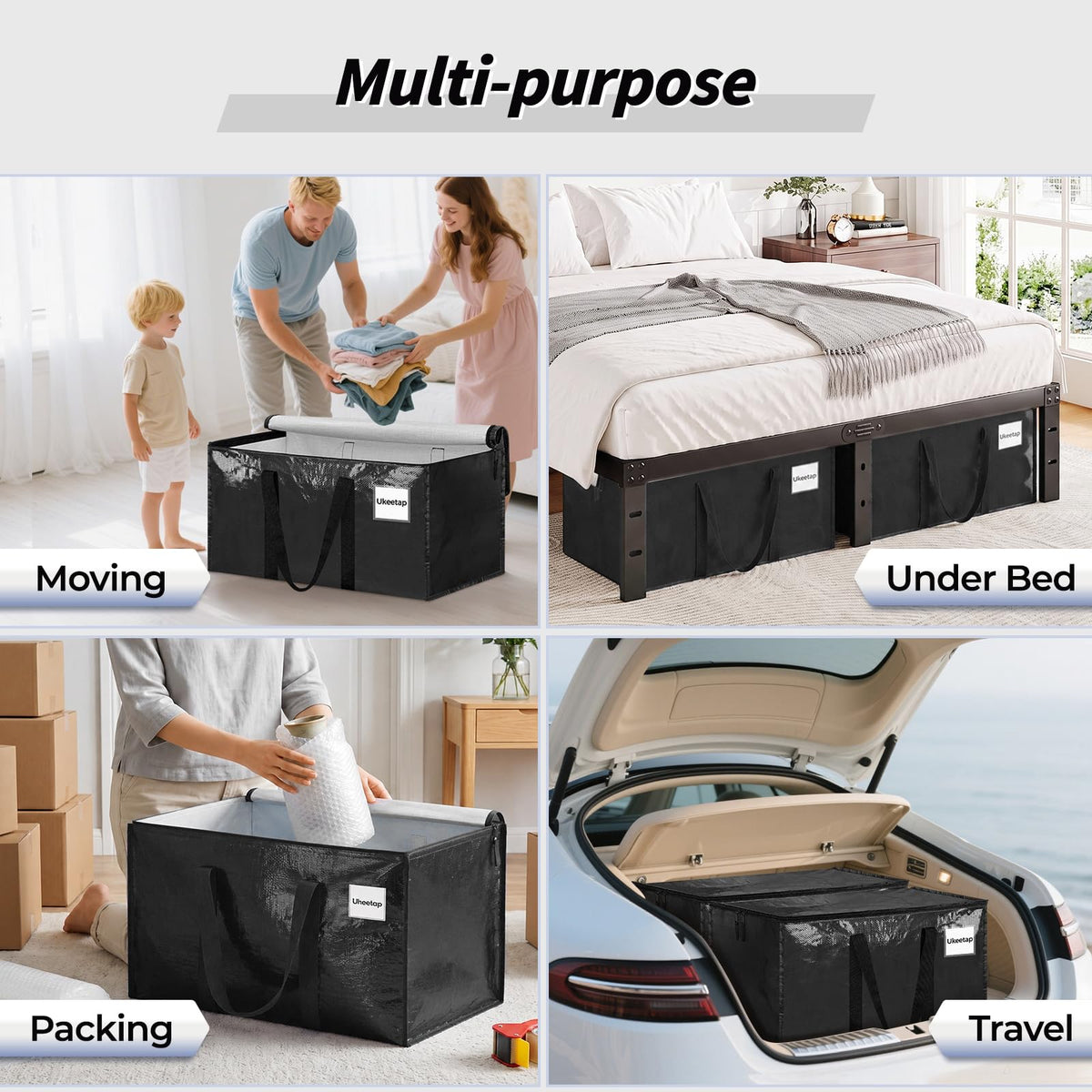 ukeetap 8 Pack Extra Large Clothes Storage Bins with Lids, Clear