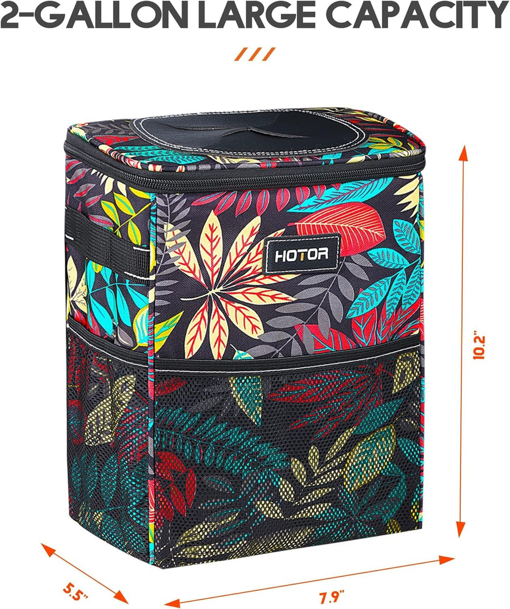 HOTOR Car Trash Can, Leakproof Car Organizer, 2-Gallon, Brown