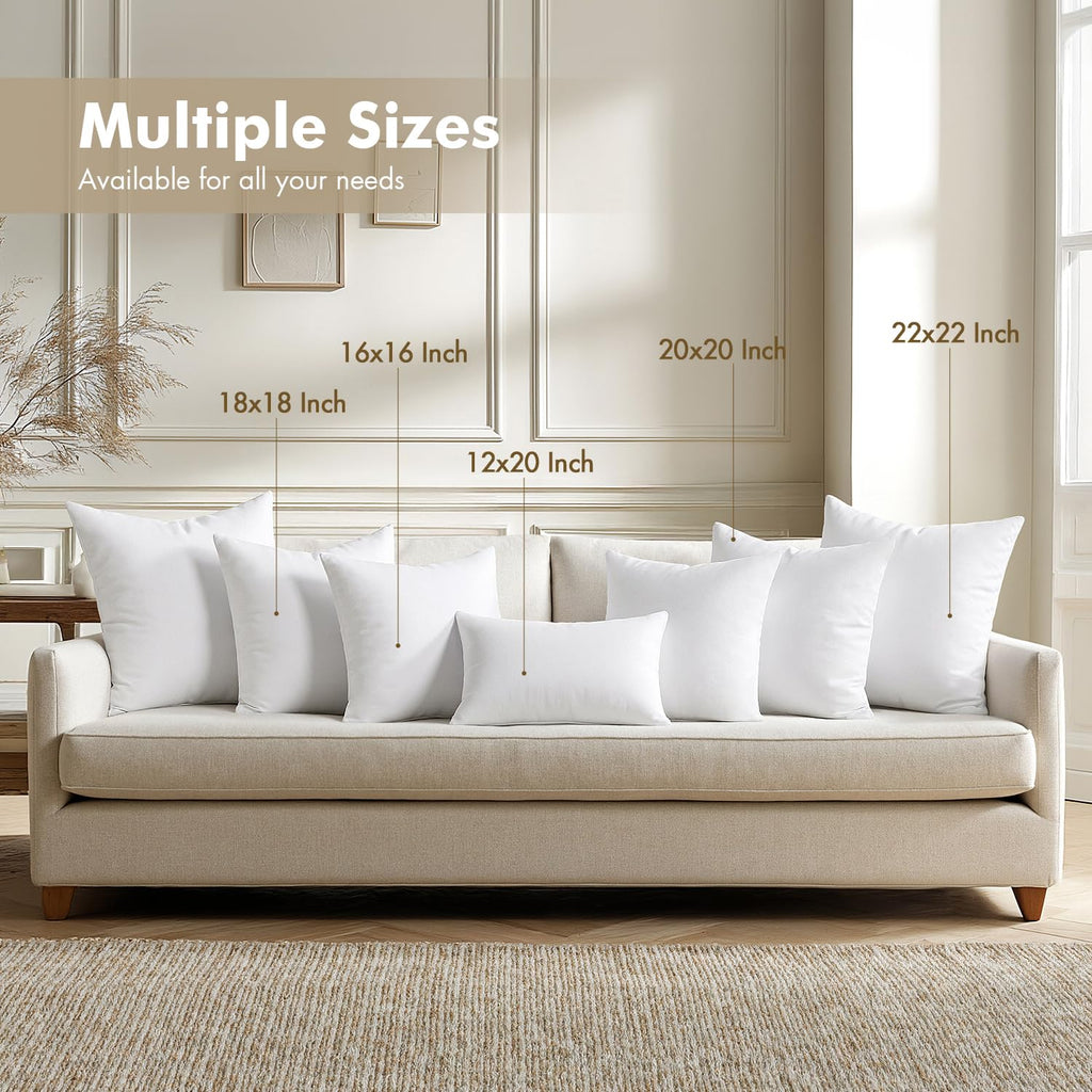 MIULEE 14x14 Pillow Inserts 4 Pack, 100% Virgin Fiber Filling Throw Pillows
