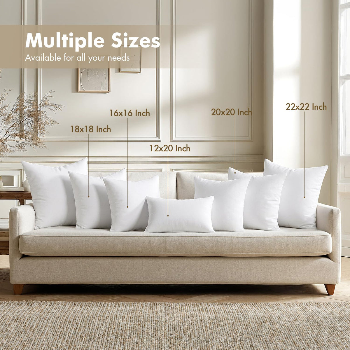 MIULEE 14x14 Pillow Inserts 4 Pack, 100% Virgin Fiber Filling Throw Pillows