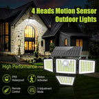 daphino 3000LM Solar Lights, Motion Sensor Outdoor Lights, 4-Head, 2 Pack