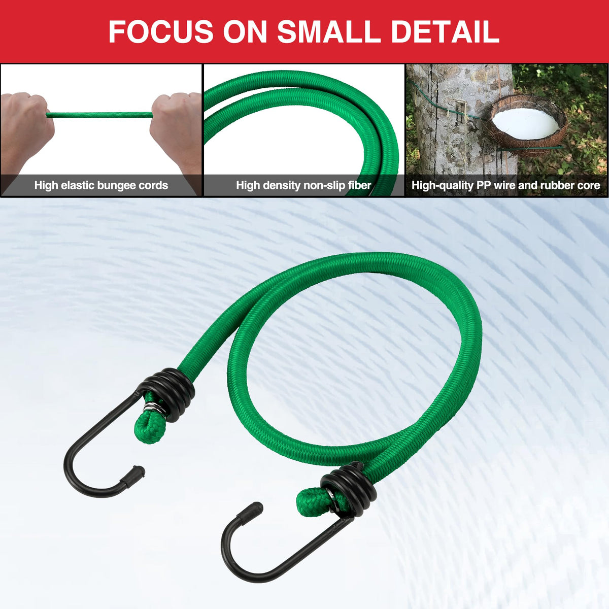 WORKPRO 24" Bungee Cords with Hooks, 4 Pack Heavy Duty Outdoor Bungee Strap