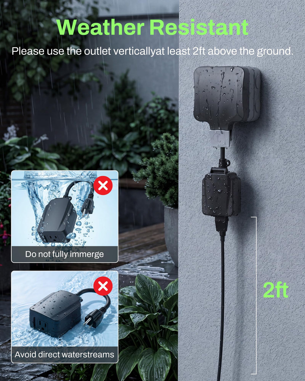 BN-LINK Outdoor 24-Hour Mechanical Timer Outlet, 2 Grounded Outlets