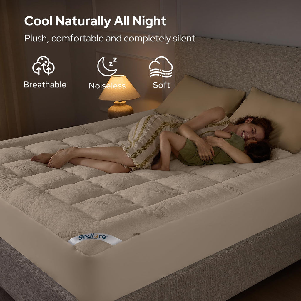 BEDLORE Twin Mattress Topper, Thick Soft Pillow Top Bed Topper