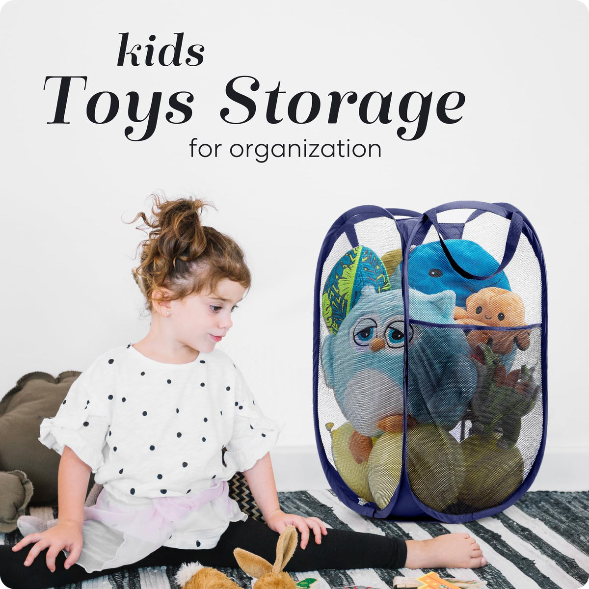 Handy Laundry Collapsible Mesh Pop-Up Hamper with Side Pocket