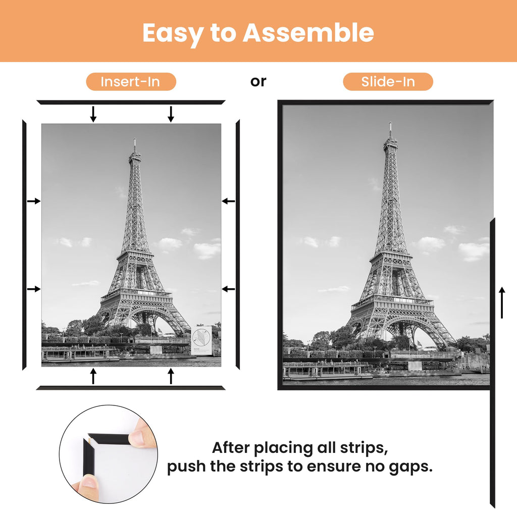 upsimples 12x16 Poster Frame, Easy Slide-In Assembly, White, 3 Pack