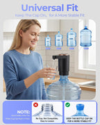 Water Jug Pump for 5 Gallon Bottle – Portable Electric USB-C Charging Dispenser, Dual Powerful Motors, Fast Flow, Fits 2-5 Gallon Jugs – Ideal for Home, Office, Camping, RV, Black