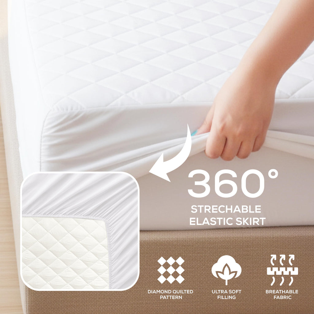 Twin Mattress Pad, Quilted Mattress Protector Topper fits 16" Deep Pocket