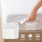 Twin Mattress Pad, Quilted Mattress Protector Topper fits 16" Deep Pocket