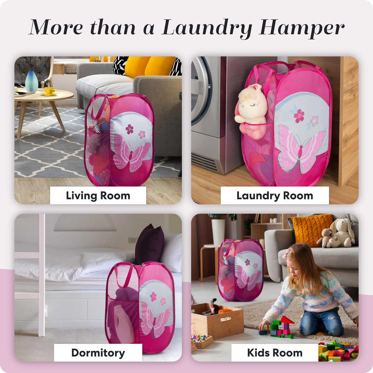 Handy Laundry Collapsible Mesh Pop-Up Hamper with Side Pocket