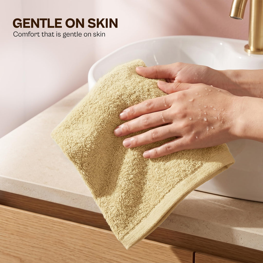 Utopia Towels 12 Pack Washcloths, 12x12 in, 100% Cotton, Beige